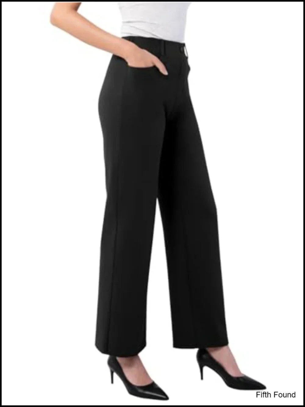 High Rise Wide Leg Work Pants with Pockets Stretchy Business Casual Slacks
